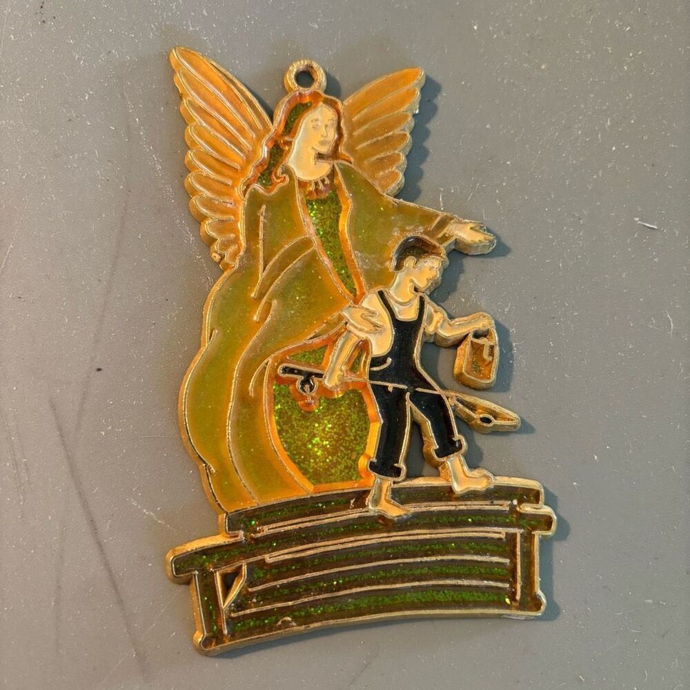 Guardian Angel Fishing Boy Religious Sun Catcher